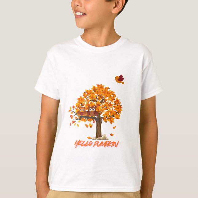 "Jolie Bonjour Citrouille Enfants T-Shirt - Fall & (Devant)