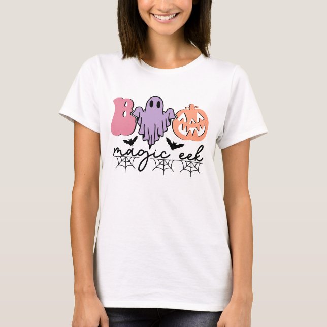 Jolie Boo Magique Halloween Ghost T-Shirt (Devant)