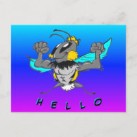 Jolie Bumble Bee Cust. Carte postale texto 'Hello'