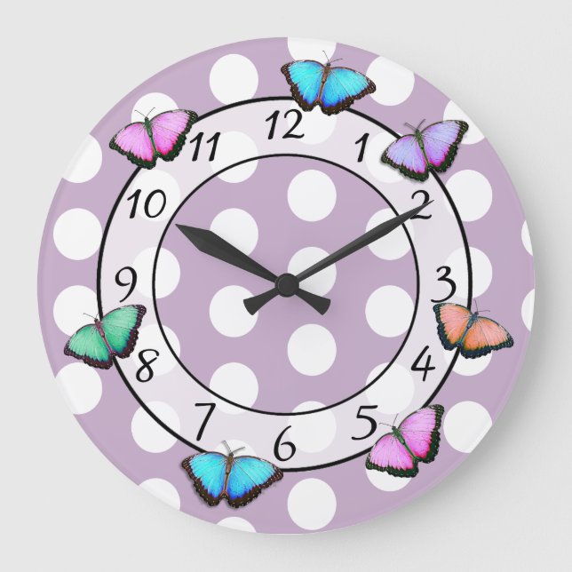 Jolie Butterflies Polka Dot Horloge Whimsical (Recto)