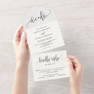 Jolie Calligraphie Tout En Un Faire-part de mariag