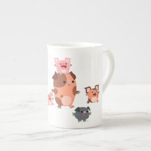 Jolie caricature Cochon Famille Os Chine Mug