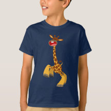 Jolie Caricature Dansant Giraffe T-Shirts Garçons