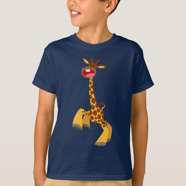 Jolie Caricature Dansant Giraffe T-Shirts Garçons (Devant)