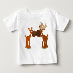 Jolie caricature Moose Couple en Love Baby T-shirt