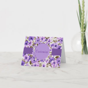 Jolie carte à billets floraux violet et blanc