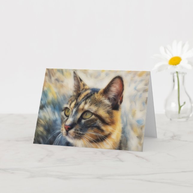Jolie carte Calico Cat Face Art Note (Petite plante)