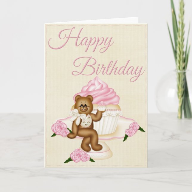 Jolie carte d'anniversaire à la Vanille Cupcake (Devant)