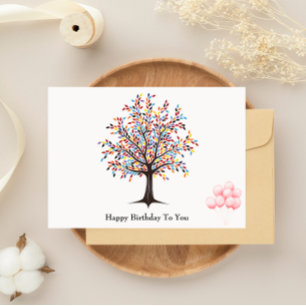 Jolie carte d'anniversaire d'arbre et de ballon