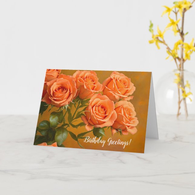 Jolie carte d'anniversaire d'Art Rose Orange (Fleur jaune)