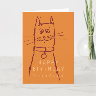 Jolie carte d'anniversaire de chat orange