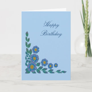 Jolie carte d'anniversaire de fleurs bleues