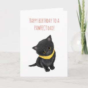 Jolie carte d'anniversaire de papa chaton noir du 