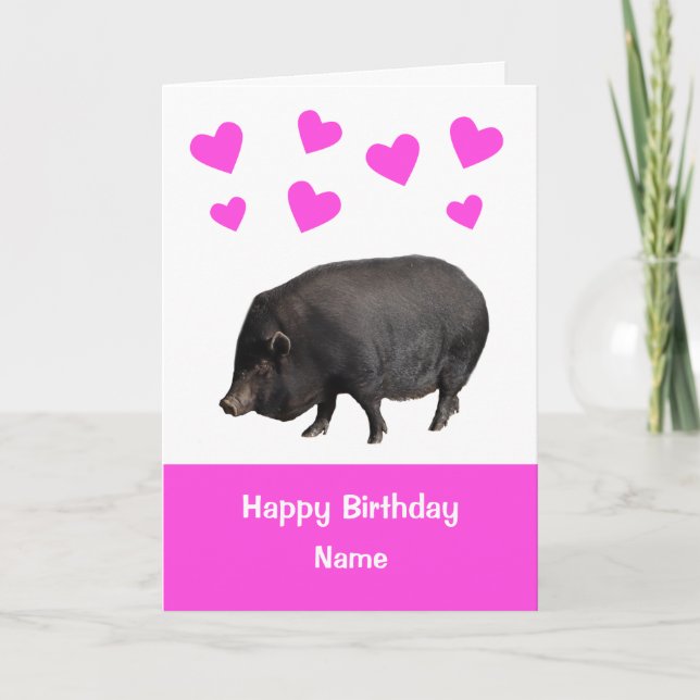 Jolie carte d'anniversaire de Pig Bellied Pot (Devant)