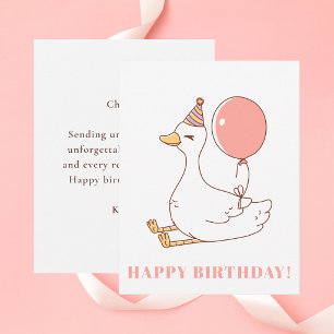 Jolie carte d'anniversaire d'oie colorée drôle pou