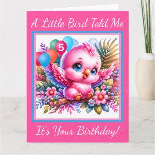 Jolie carte d'anniversaire d'oiseaux tropicaux ros