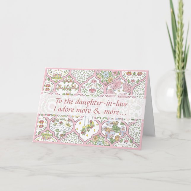 Jolie carte d'anniversaire Filleule rose florale (Devant)