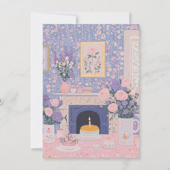 Jolie carte d'anniversaire florale (Devant)