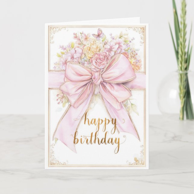 Jolie carte d'anniversaire florale (Devant)