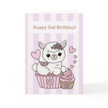 Jolie carte d'anniversaire lama Cupcake, Intérieur