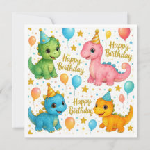 Jolie carte d'anniversaire pour bébés dinosaures p