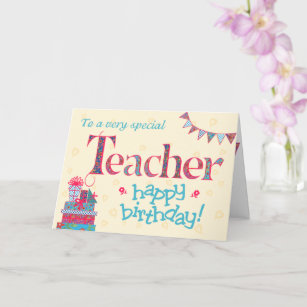 Jolie carte d'anniversaire pour enseignant, Buntin