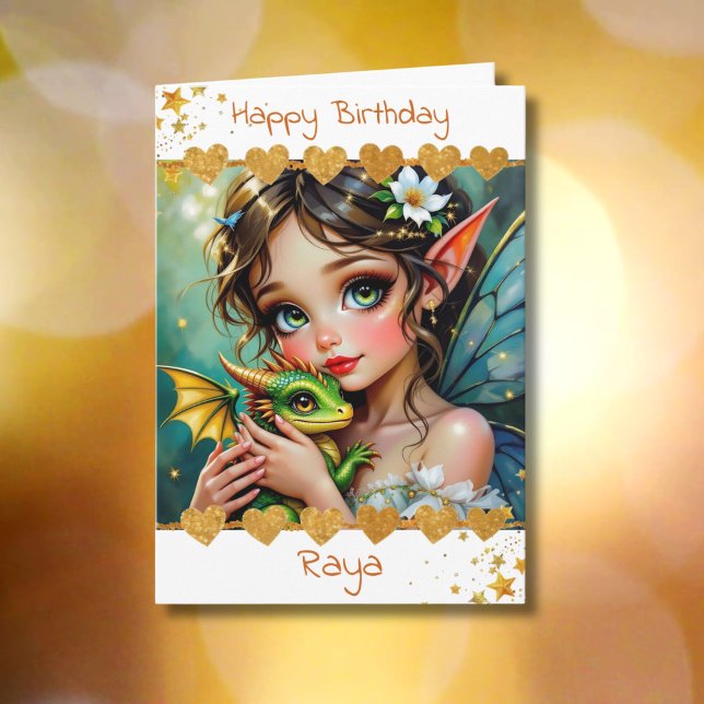 Jolie carte d'anniversaire pour fille thème fée et (Créateur téléchargé)
