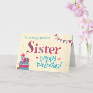 Jolie carte d'anniversaire pour soeur, Bunting, Ca