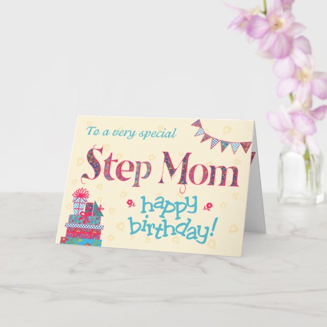 Jolie carte d'anniversaire pour Step Maman, Buntin (Orchidée)