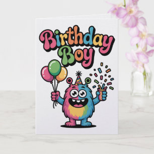 Jolie carte d'anniversaire pour un garçon monstre