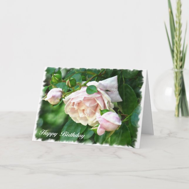Jolie carte d'anniversaire rose (avec vers) (Devant)
