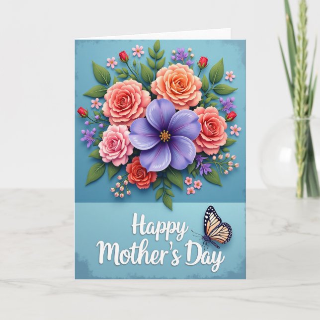 Jolie carte de conception florale pour maman (Devant)