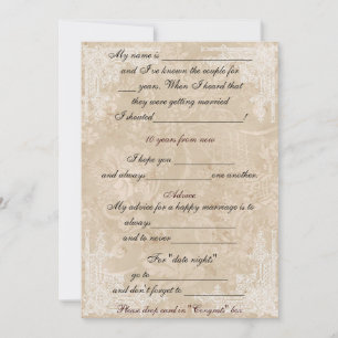 Jolie carte de conseils en papier blanc vintage de