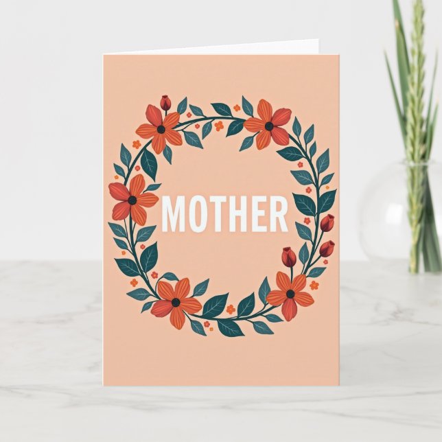 Jolie carte de couronne de fleurs pour maman (Devant)