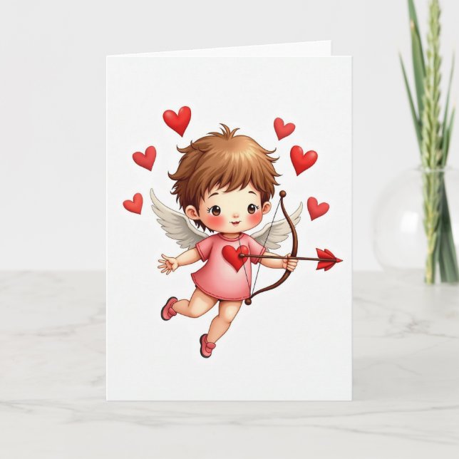 Jolie carte de Cupidon pour la Saint-Valentin (Devant)