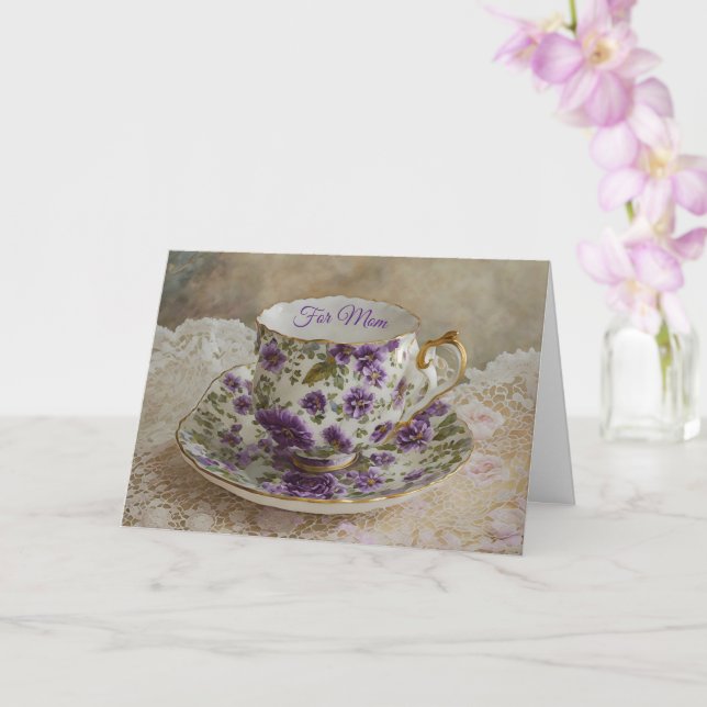 Jolie carte de fête des mères à motif de tasse à t (Orchidée)