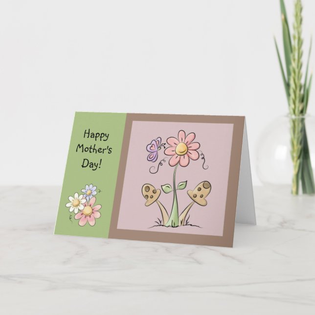 Jolie carte de fête des mères avec des fleurs cham (Devant)