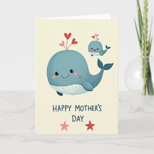 Jolie carte de fête des mères Baleine