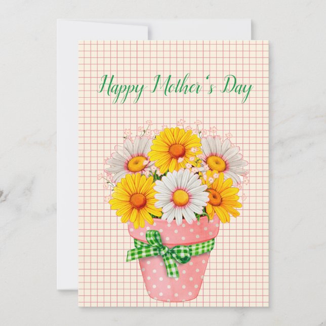 Jolie carte de fête des mères Pot de fleurs de mar (Devant)