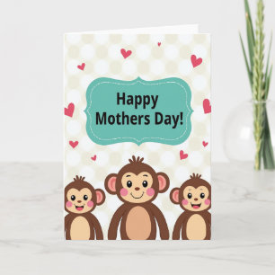 Jolie carte de fête des mères pour une maman singe