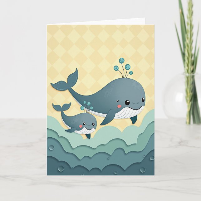 Jolie carte de Fête des Pères cétacé (Devant)