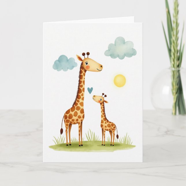 Jolie carte de Fête des Pères Girafe (Devant)