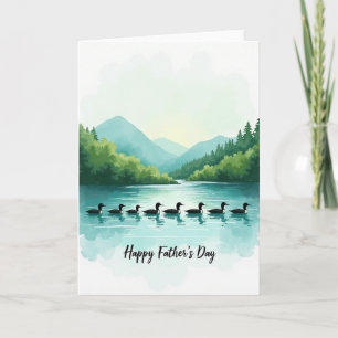 Jolie carte de fête des pères Lac Oiseau