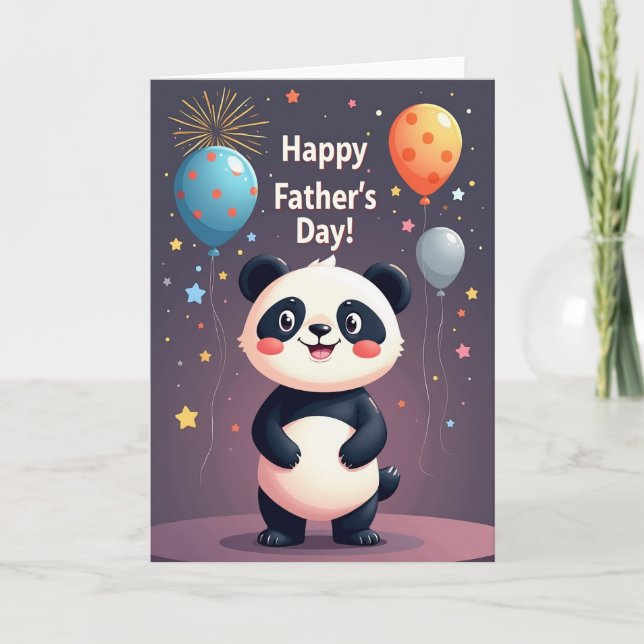 Jolie carte de fête des pères Panda (Devant)