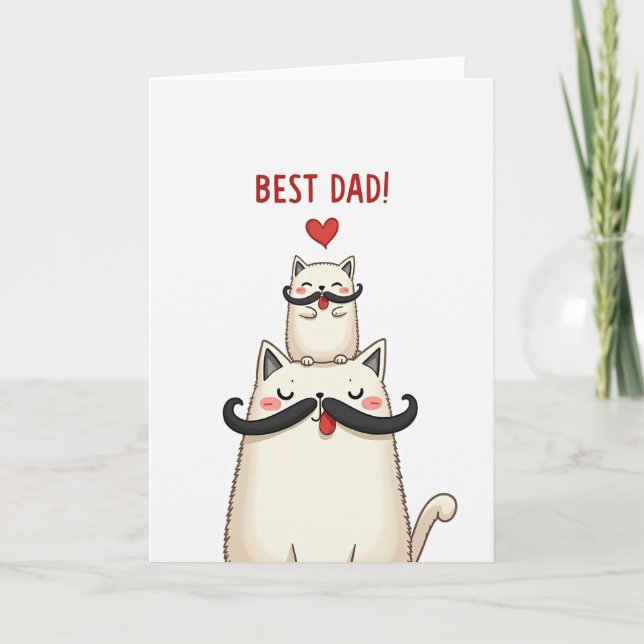 Jolie carte de Fête des Pères pour chats (Devant)