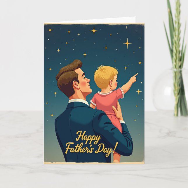 Jolie carte de fête des pères pour observer les ét (Devant)
