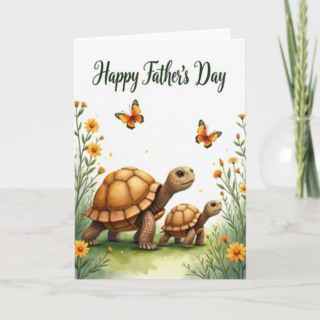 Jolie carte de Fête des Pères Tortue (Devant)