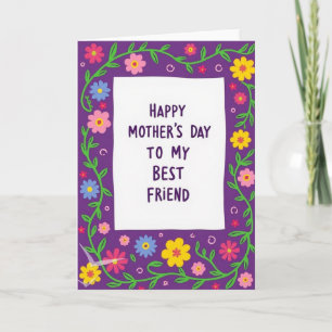 Jolie carte de fleurs en vignes pour la fête des m