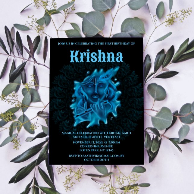 Jolie carte de Krishna pour anniversaire - art de  (Créateur téléchargé)
