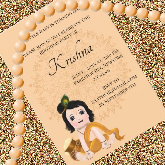 Jolie carte de Krishna pour anniversaire - art Kri (Créateur téléchargé)